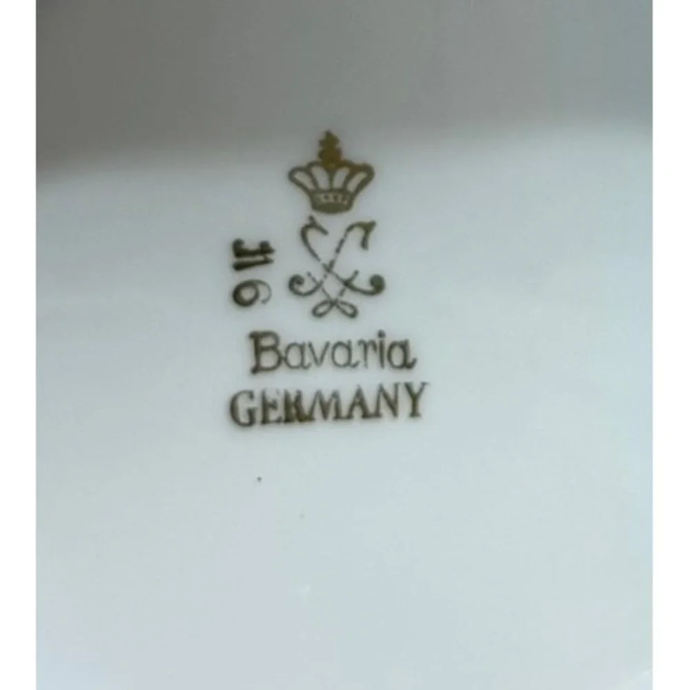 Schumann Arzberg Bavaria Germany Porcelain Coffee Pot Floral Rose Gold Trim 11in